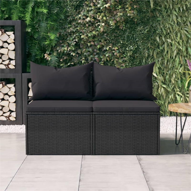 Afuera Living Medium Poly Rattan Garden Middle Sofa Modular in Black