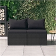 Afuera Living Medium Poly Rattan Garden Middle Sofa Modular in Black