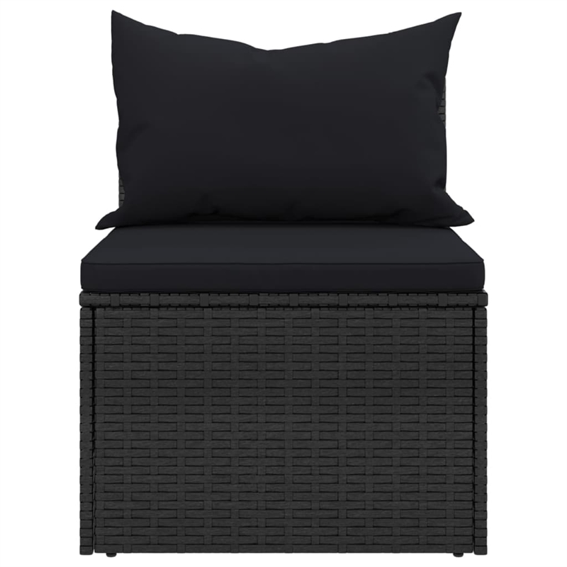 Afuera Living Medium Poly Rattan Garden Middle Sofa Modular in Black