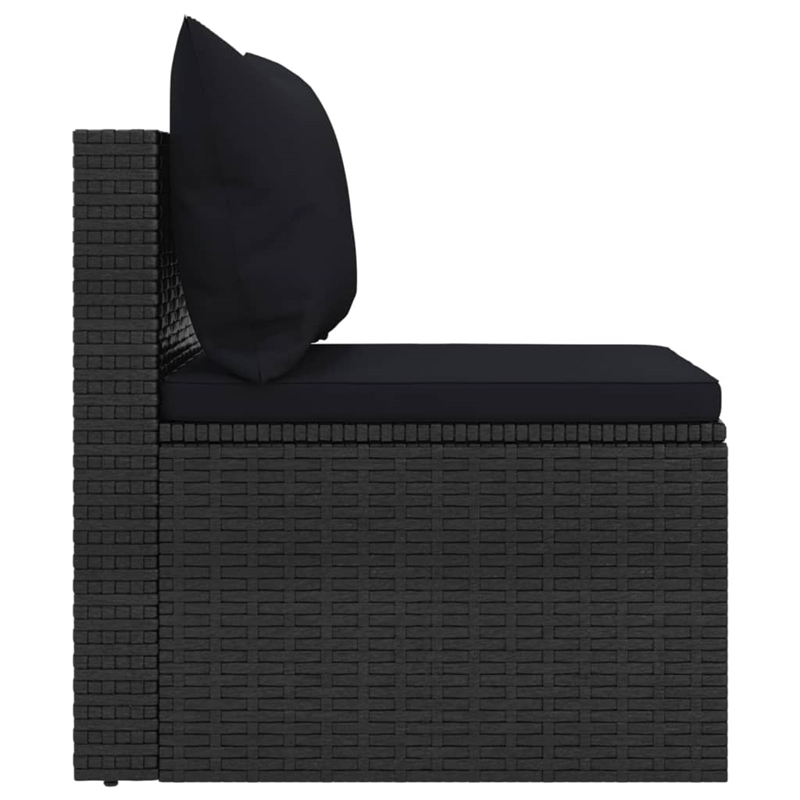 Afuera Living Medium Poly Rattan Garden Middle Sofa Modular in Black