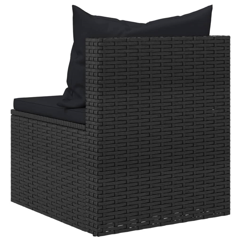 Afuera Living Medium Poly Rattan Garden Middle Sofa Modular in Black