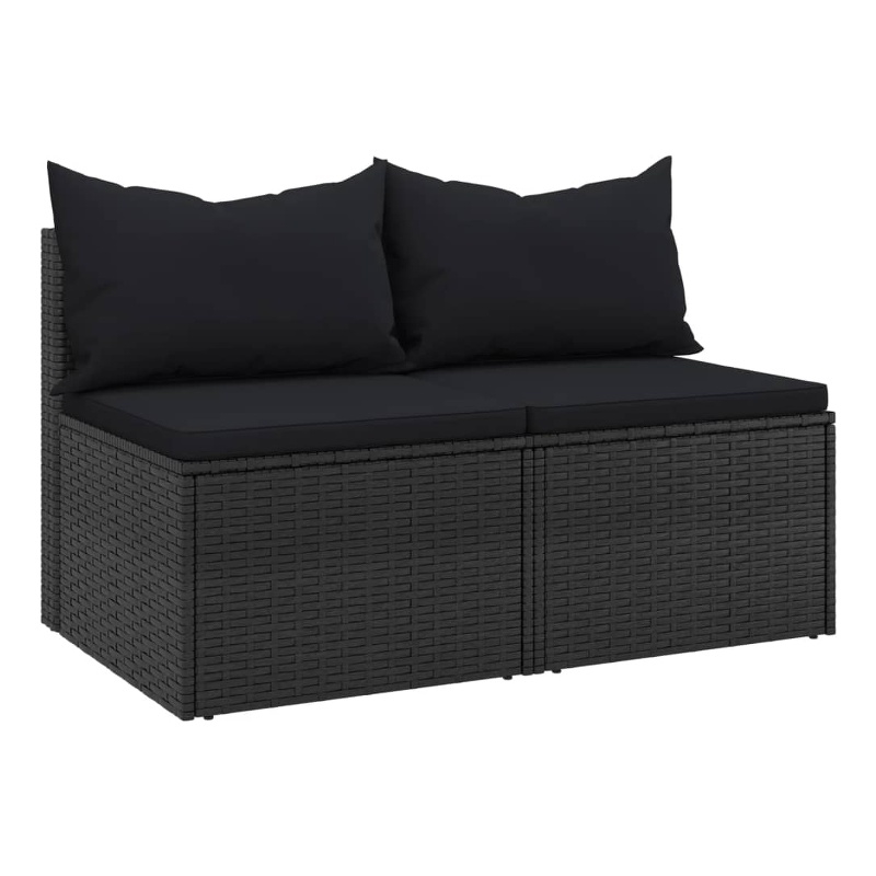 Afuera Living Medium Poly Rattan Garden Middle Sofa Modular in Black
