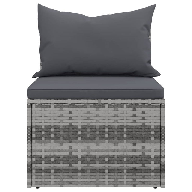 Afuera Living Medium PE Rattan & Powder-Coated Steel Garden Middle Sofa in Gray