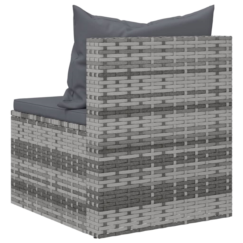 Afuera Living Medium PE Rattan & Powder-Coated Steel Garden Middle Sofa in Gray