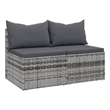 Afuera Living Medium PE Rattan & Powder-Coated Steel Garden Middle Sofa in Gray