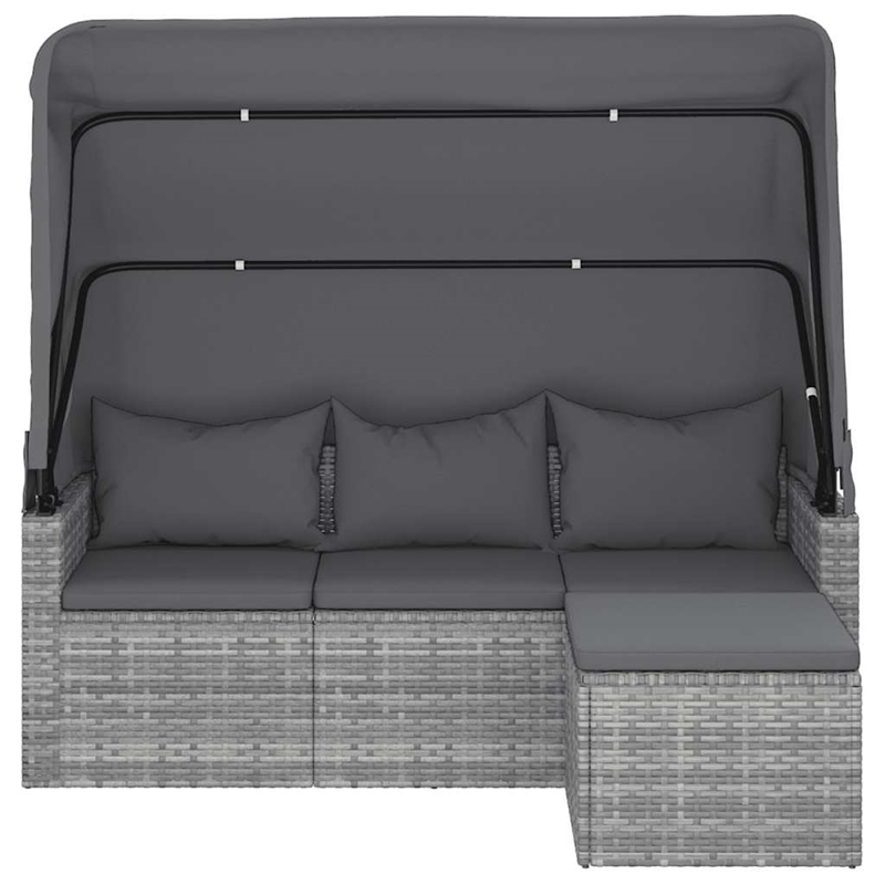 Afuera Living 3-Seater PE Rattan Garden Sofa Foldable in Gray