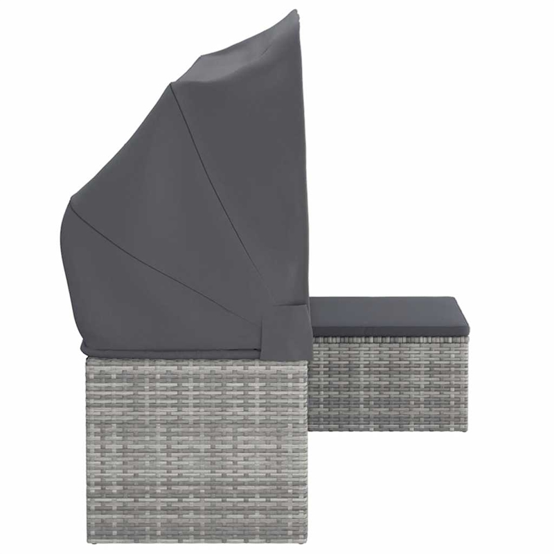 Afuera Living 3-Seater PE Rattan Garden Sofa Foldable in Gray