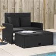 Afuera Living Rattan & Powder-Coated Steel Garden Sofa With Polyester in Black