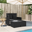Afuera Living Rattan & Powder-Coated Steel Garden Sofa With Polyester in Black