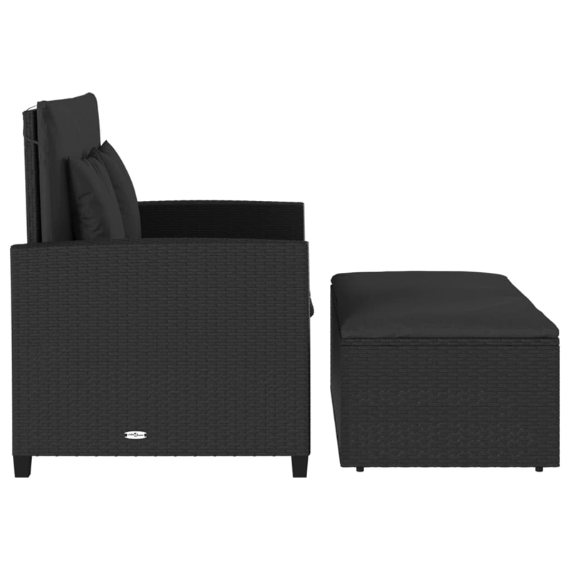Afuera Living Rattan & Powder-Coated Steel Garden Sofa With Polyester in Black