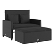 Afuera Living Rattan & Powder-Coated Steel Garden Sofa With Polyester in Black