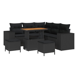 Afuera Living 8 Piece Garden Sofa Set With Cushions And Storage in Black