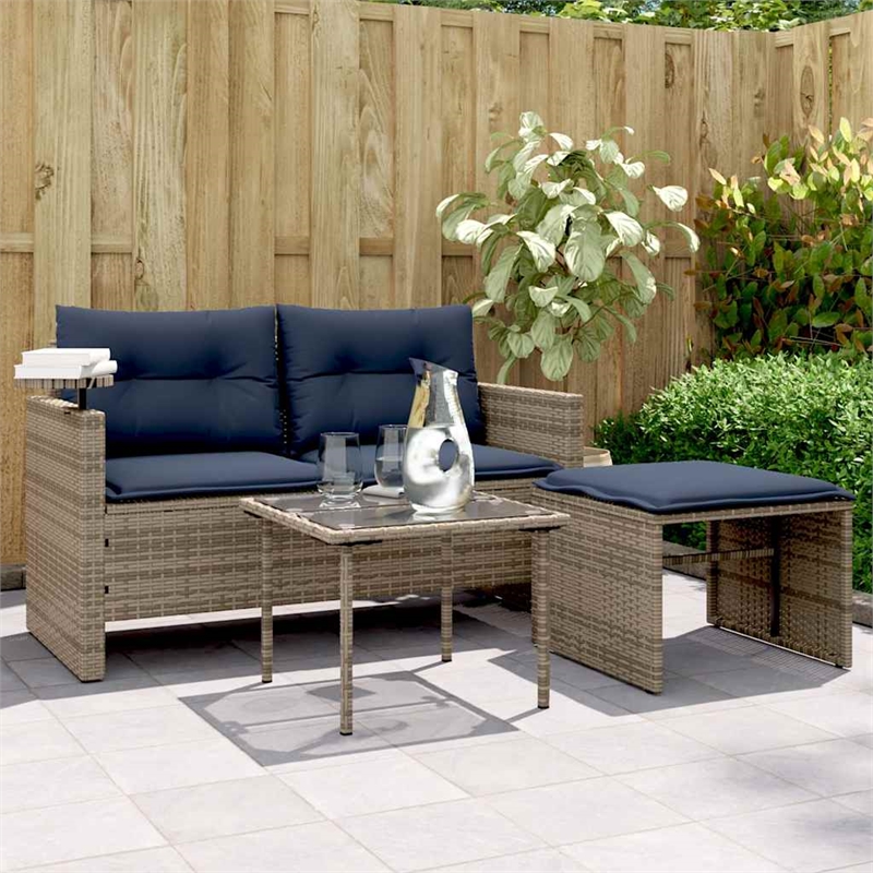 Afuera Living 2-Seater PE Rattan Patio Sofa Set With Adjustable Feet in Gray