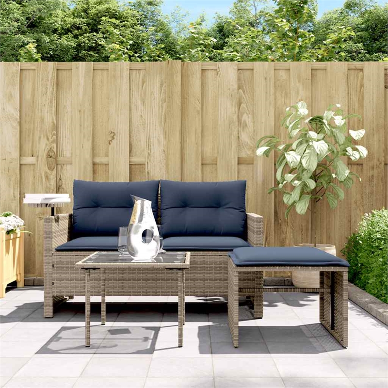 Afuera Living 2-Seater PE Rattan Patio Sofa Set With Adjustable Feet in Gray