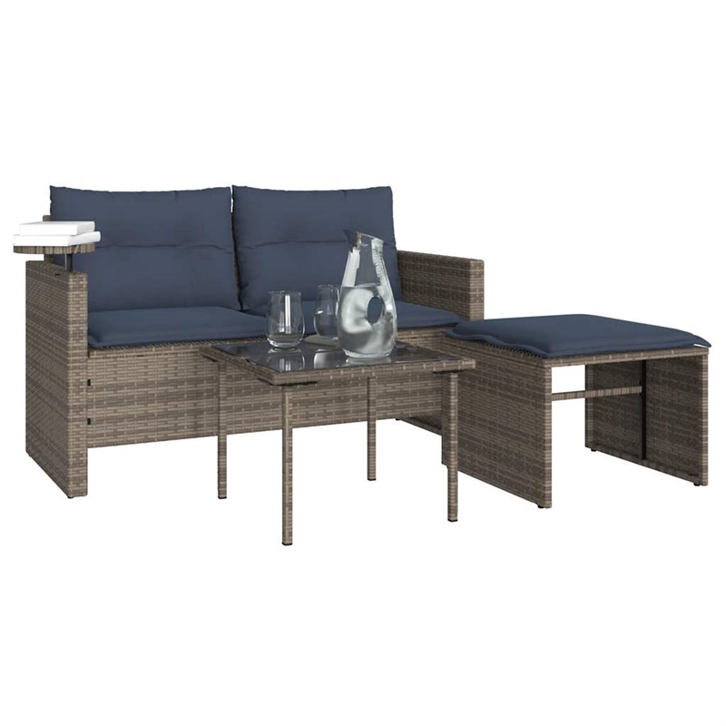 Afuera Living 2-Seater PE Rattan Patio Sofa Set With Adjustable Feet in Gray