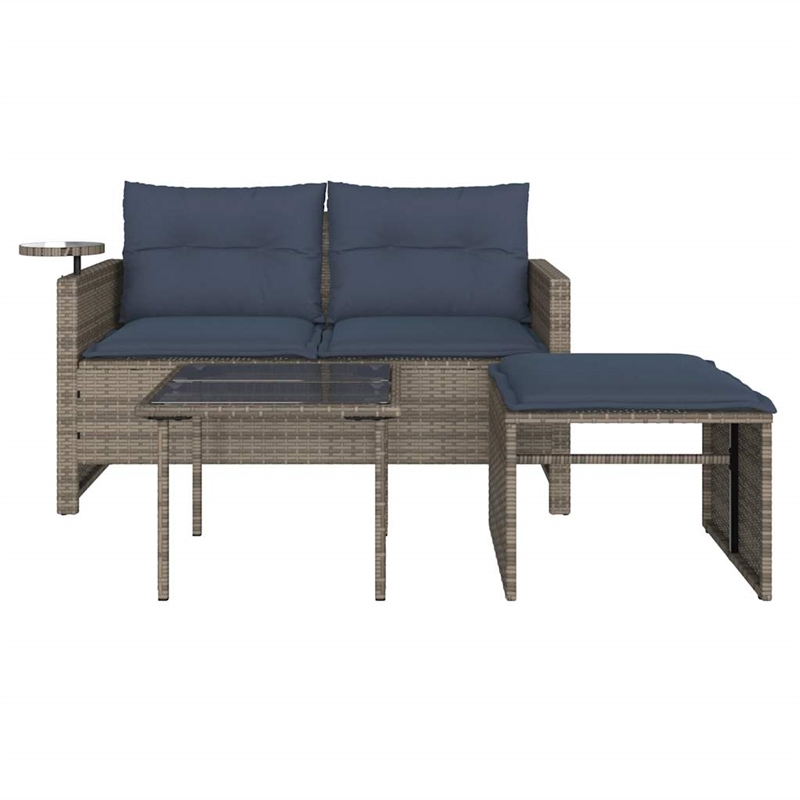 Afuera Living 2-Seater PE Rattan Patio Sofa Set With Adjustable Feet in Gray
