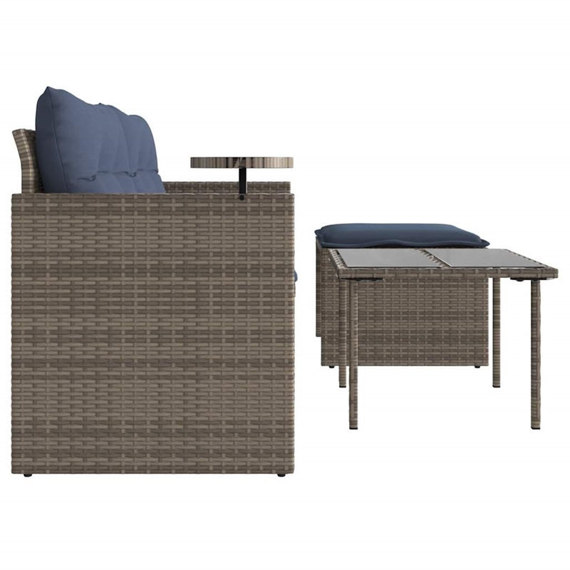 Afuera Living 2-Seater PE Rattan Patio Sofa Set With Adjustable Feet in Gray