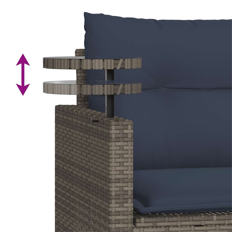 Afuera Living 2-Seater PE Rattan Patio Sofa Set With Adjustable Feet in Gray