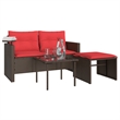 Afuera Living 2-Seater Poly Rattan Patio Sofa Set With Adjustable Feet in Brown