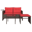 Afuera Living 2-Seater Poly Rattan Patio Sofa Set With Adjustable Feet in Brown