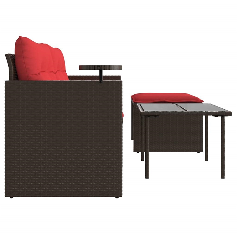 Afuera Living 2-Seater Poly Rattan Patio Sofa Set With Adjustable Feet in Brown