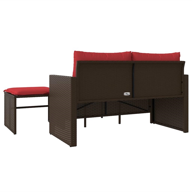 Afuera Living 2-Seater Poly Rattan Patio Sofa Set With Adjustable Feet in Brown