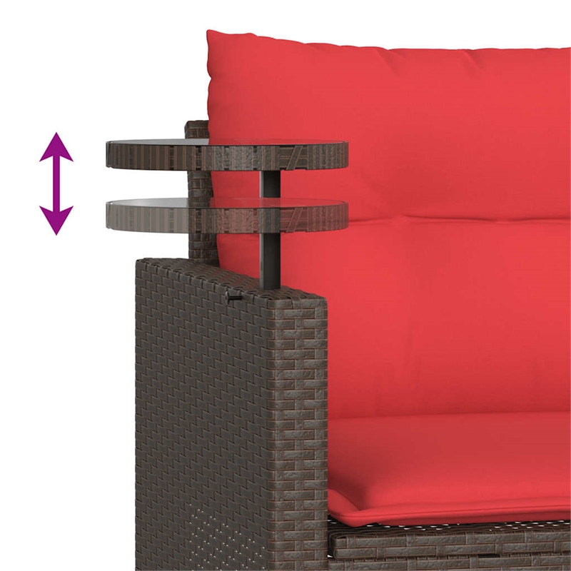 Afuera Living 2-Seater Poly Rattan Patio Sofa Set With Adjustable Feet in Brown