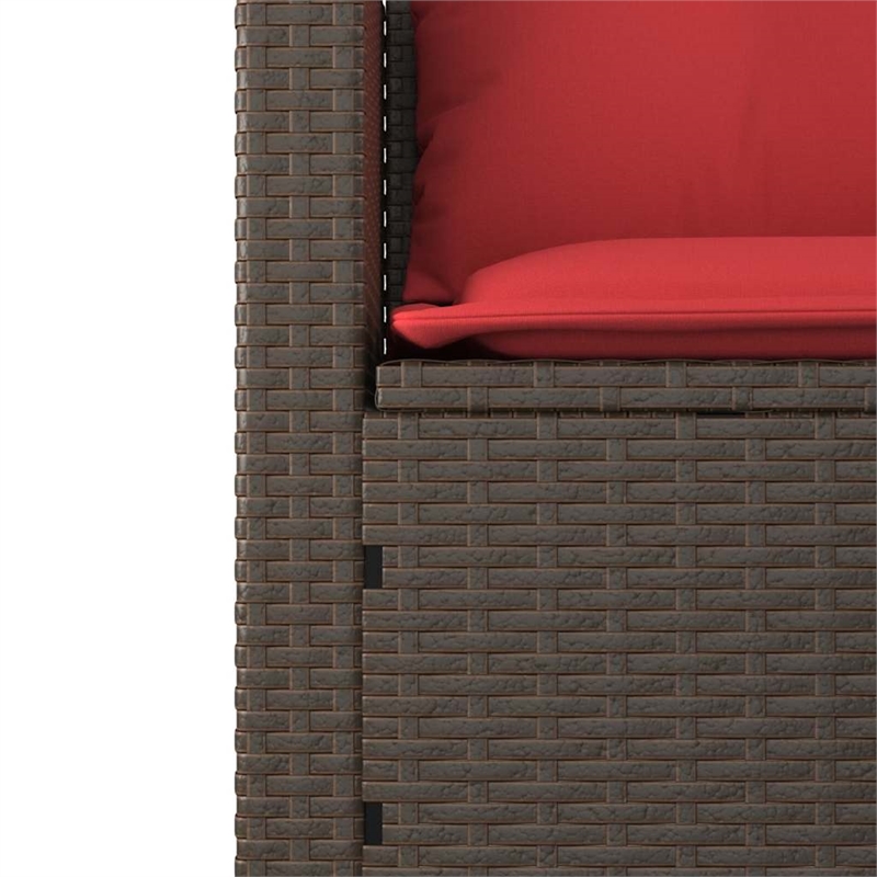 Afuera Living 2-Seater Poly Rattan Patio Sofa Set With Adjustable Feet in Brown