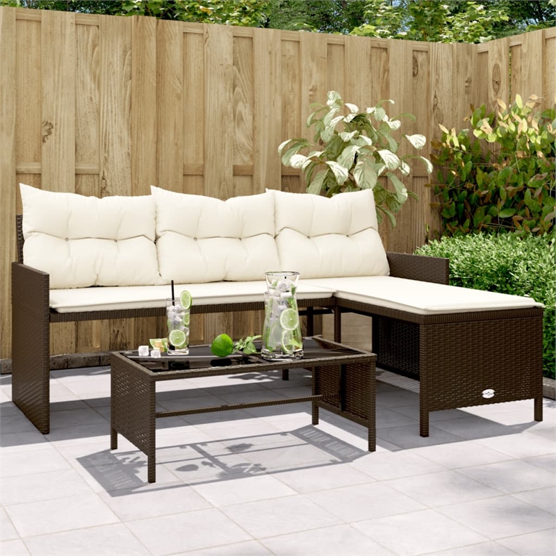 Afuera Living Medium PE Rattan Garden Sofa With Removable Covers in Brown