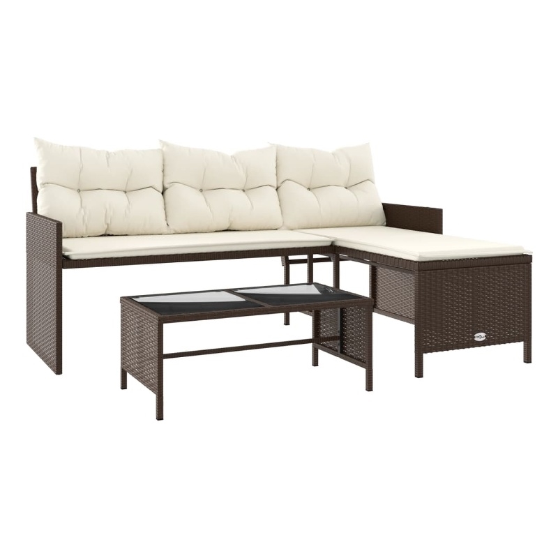 Afuera Living Medium PE Rattan Garden Sofa With Removable Covers in Brown