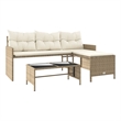 Afuera Living 3-Seater Poly Rattan Garden Sofa With Removable Covers in Beige