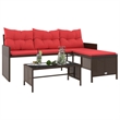 Afuera Living Contemporary Rattan Garden Sofa in Brown And Red