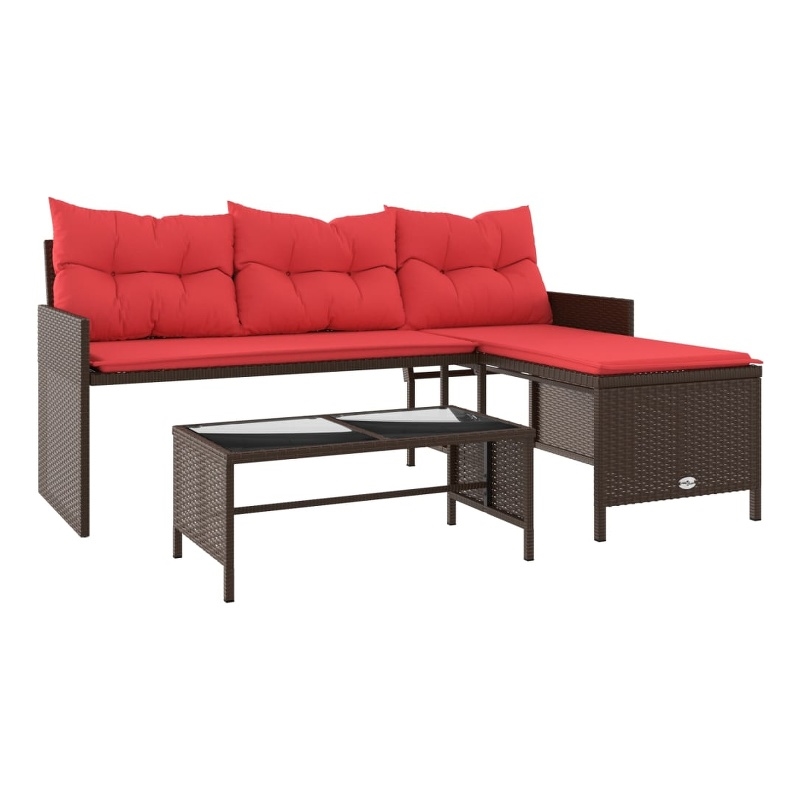 Afuera Living Contemporary Rattan Garden Sofa in Brown And Red