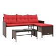 Afuera Living Contemporary Rattan Garden Sofa in Brown And Red