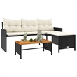 Afuera Living Large Poly Rattan Garden Sofa With Removable Covers in Black
