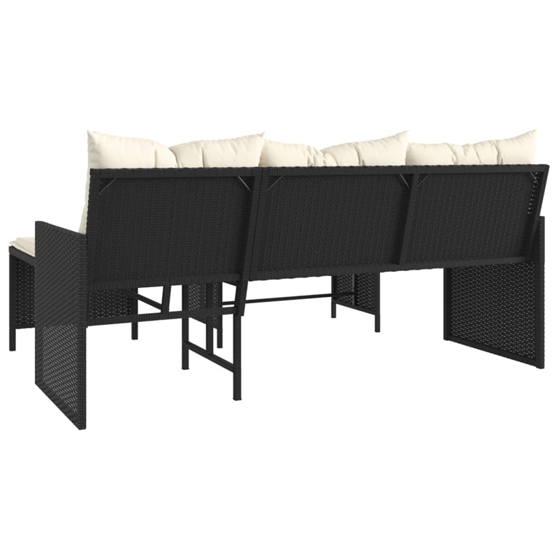 Afuera Living Large Poly Rattan Garden Sofa With Removable Covers in Black