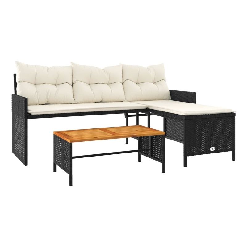 Afuera Living Large Poly Rattan Garden Sofa With Removable Covers in Black