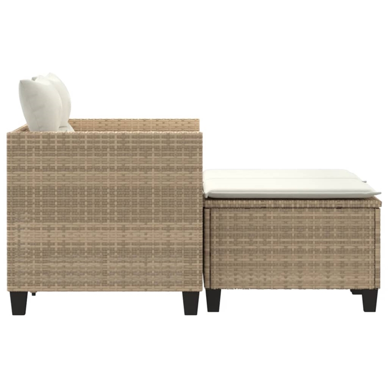 Afuera Living Standard PE Rattan Garden Sofa With Removable Covers in Beige