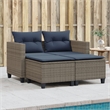 Afuera Living Large PE Rattan Garden Sofa With Removable Covers in Gray