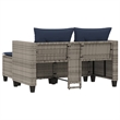 Afuera Living Large PE Rattan Garden Sofa With Removable Covers in Gray