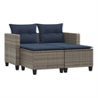 Afuera Living Large PE Rattan Garden Sofa With Removable Covers in Gray