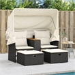 Afuera Living Contemporary Poly Rattan Garden Sofa in Black And Cream