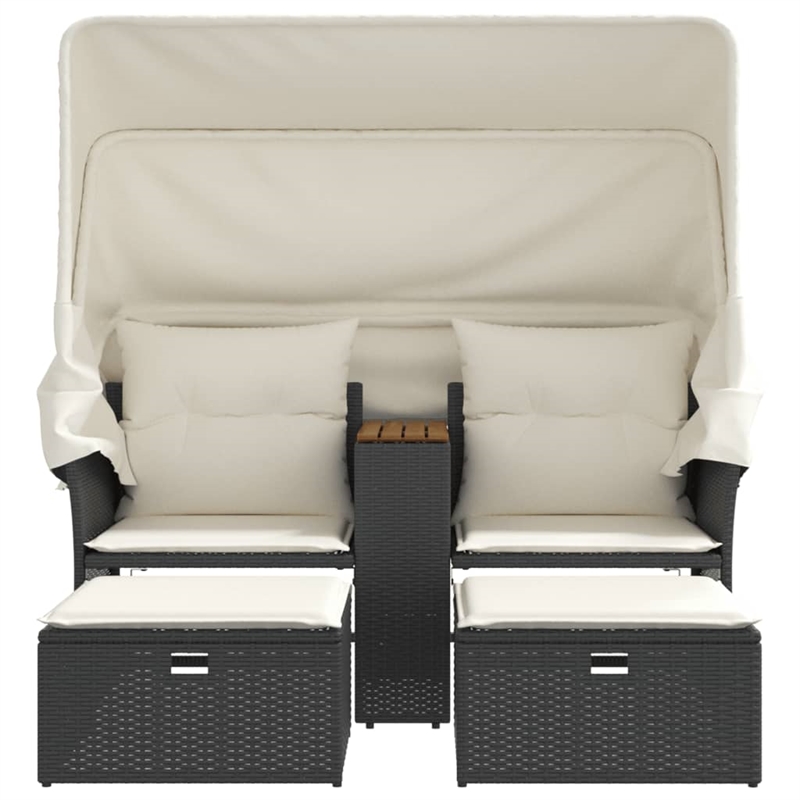 Afuera Living Contemporary Poly Rattan Garden Sofa in Black And Cream