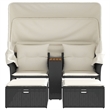 Afuera Living Contemporary Poly Rattan Garden Sofa in Black And Cream