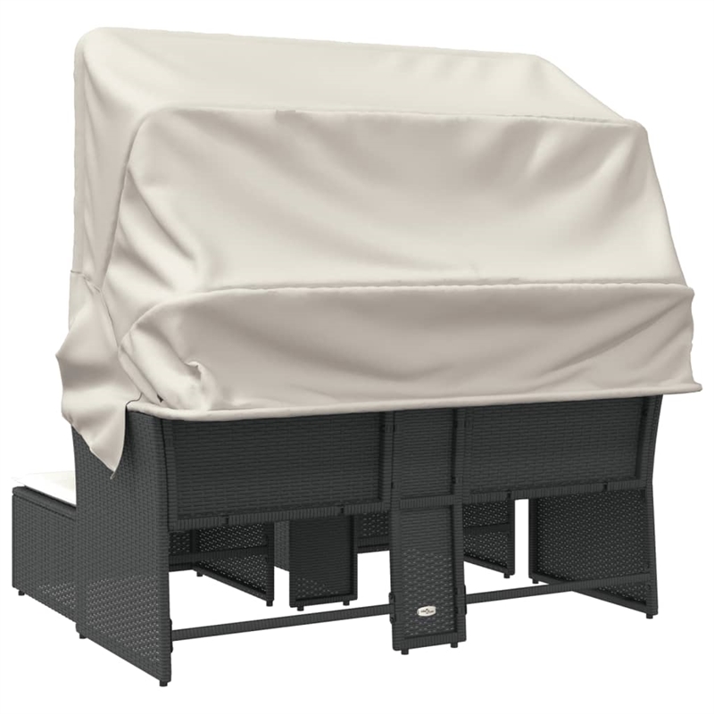 Afuera Living Contemporary Poly Rattan Garden Sofa in Black And Cream