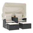 Afuera Living Contemporary Poly Rattan Garden Sofa in Black And Cream