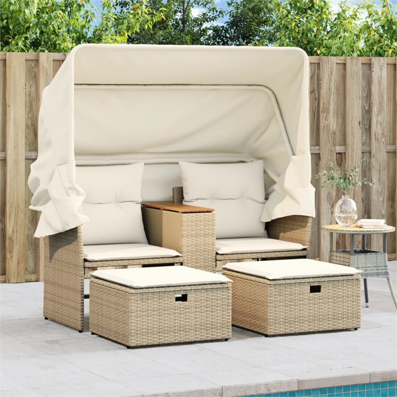 Afuera Living PE Rattan Garden Sofa With Removable Covers in Beige