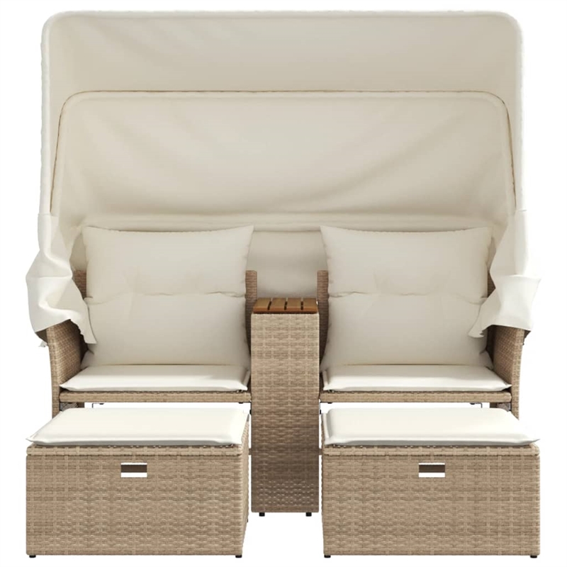 Afuera Living PE Rattan Garden Sofa With Removable Covers in Beige