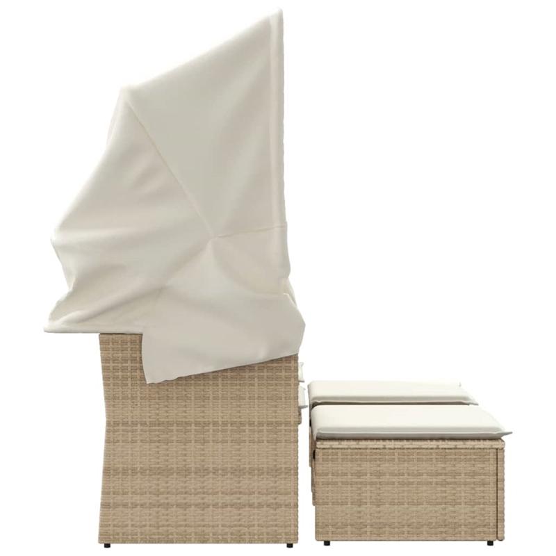 Afuera Living PE Rattan Garden Sofa With Removable Covers in Beige