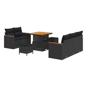 Afuera Living 10 Piece Poly Rattan Garden Sofa Set With Cushions in Black